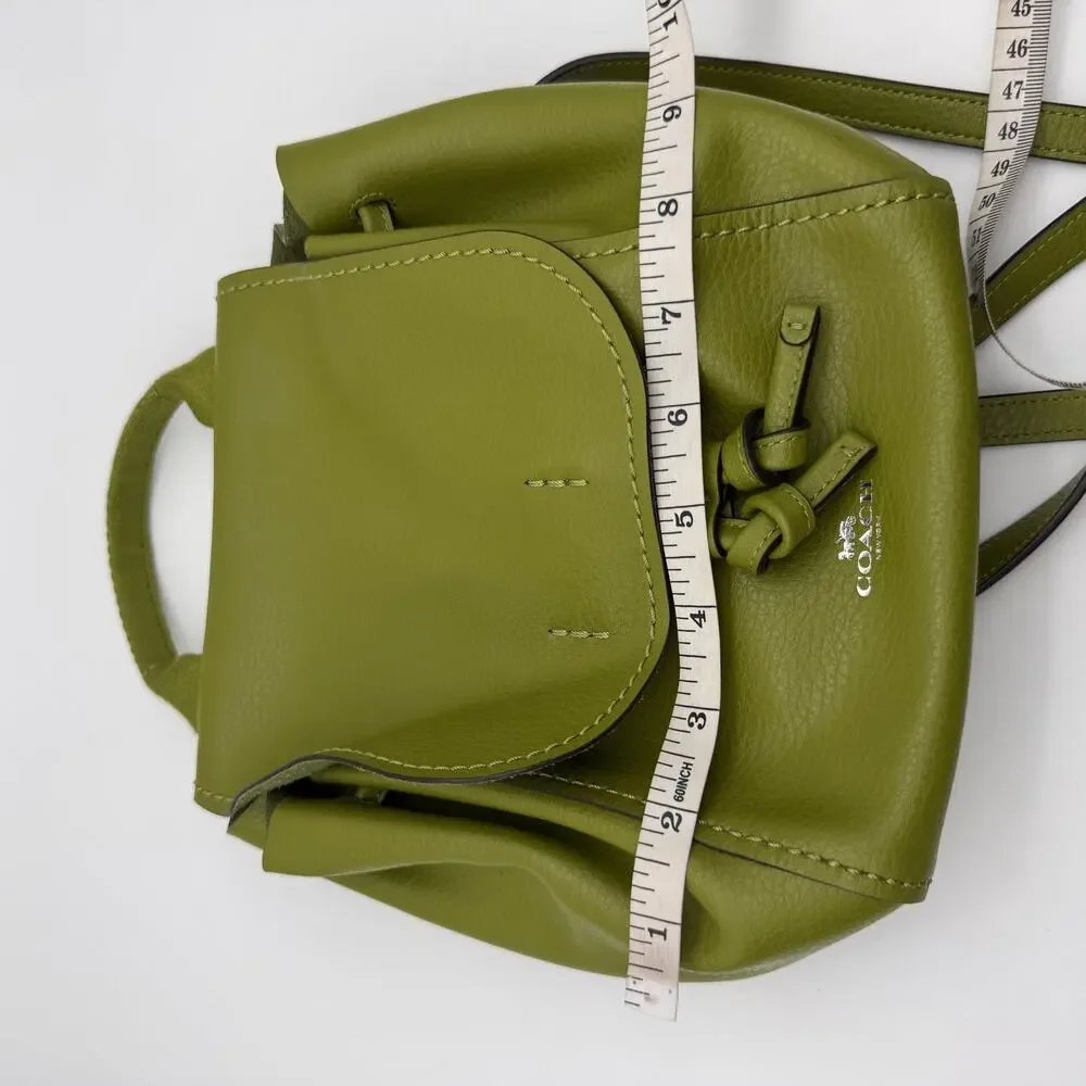Coach Derby Backpack Green Pebble Leather Drawstring Purse Bag F59819 Rare